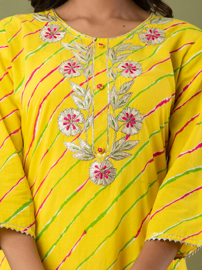Leheriya Printed Thread Work Kurta FRKT6171