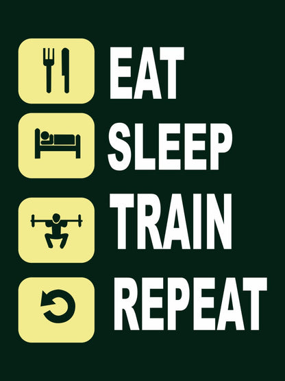EATSLEEPTRAINREPEAT Green Half Sleeve T-Shirt