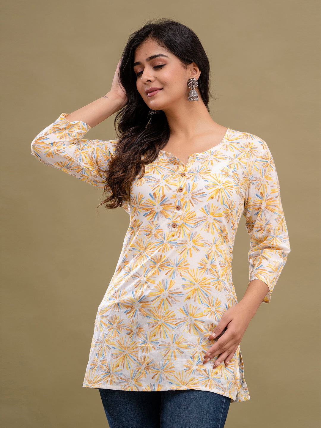 Floral Printed Pure Cotton Kurti FRKT6201