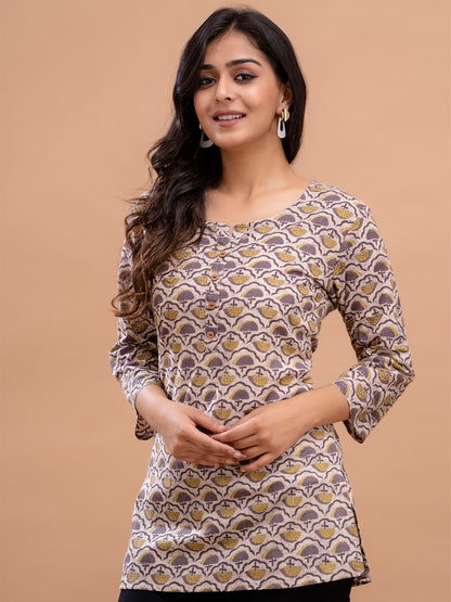 Floral Printed Pure Cotton Kurti FRKT6204