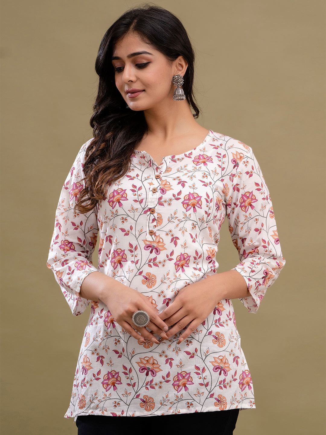 Floral Printed Pure Cotton Kurti FRKT6203
