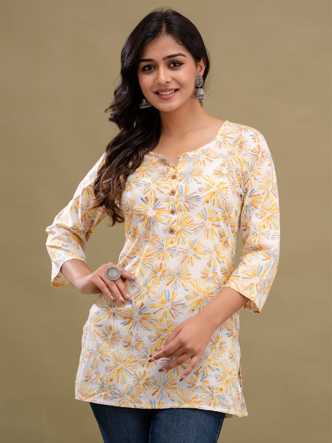 Floral Printed Pure Cotton Kurti FRKT6201