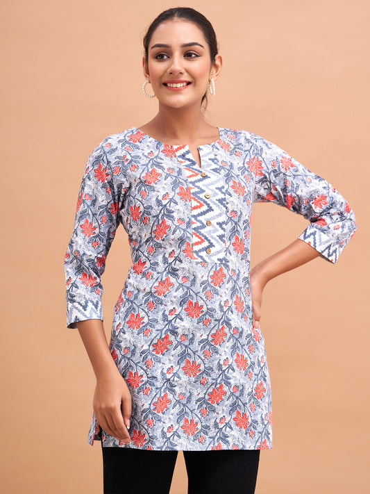 Women Cotton Printed Short Kurti