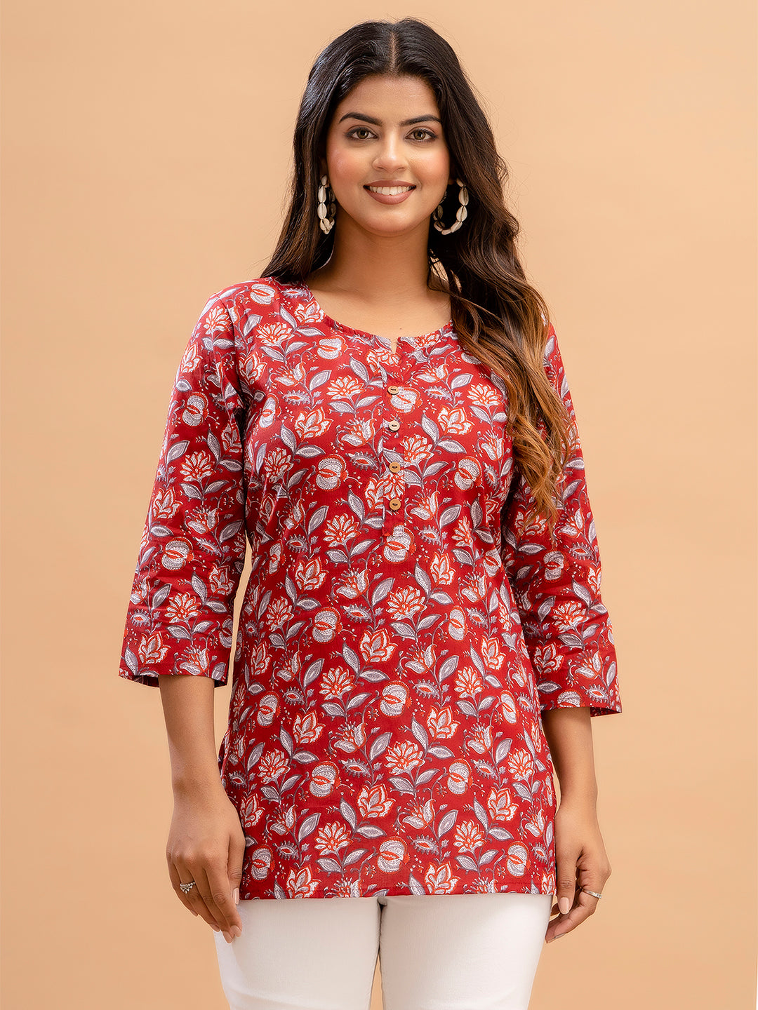 Floral Printed Pure Cotton Kurti FRKT6207