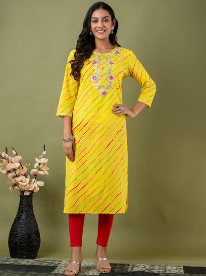 Leheriya Printed Thread Work Kurta FRKT6171