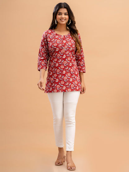 Floral Printed Pure Cotton Kurti FRKT6207