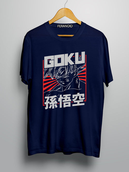 Goku Red Rising Sun Blue T-Shirt