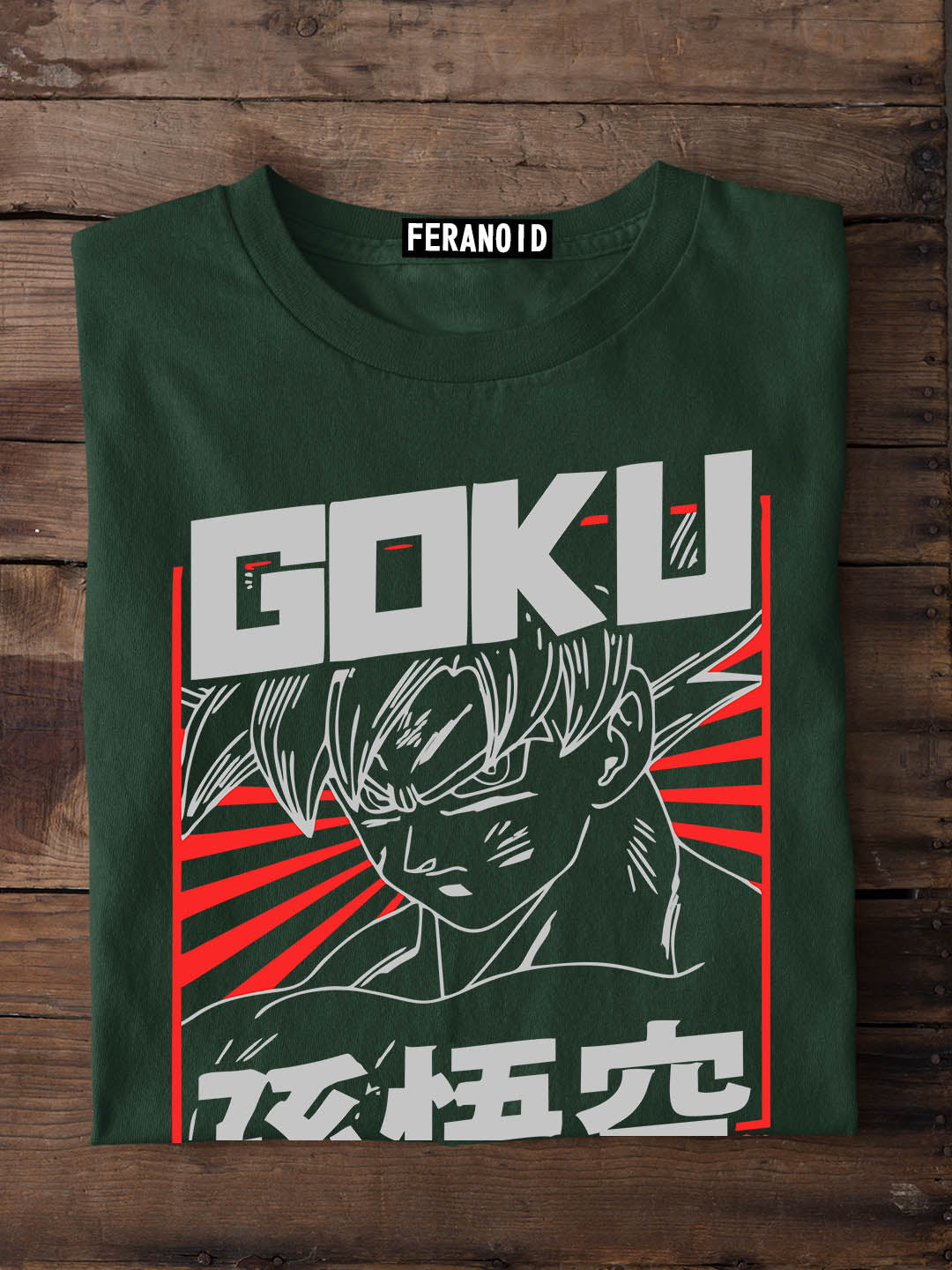 Goku Red Rising Sun Green T-Shirt