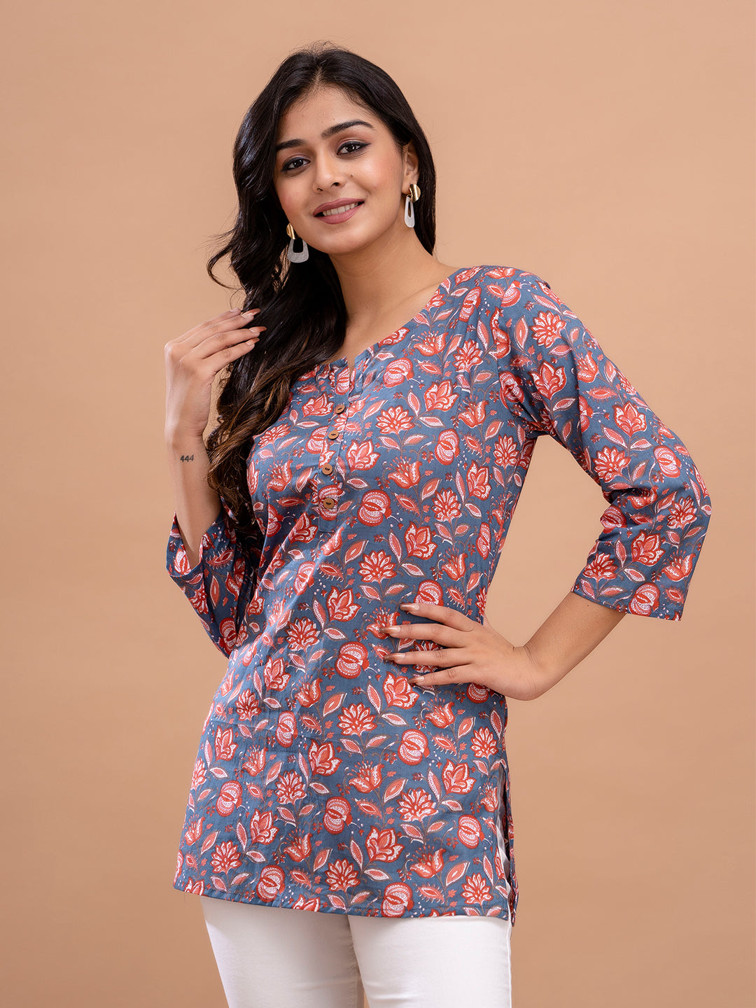Floral Printed Pure Cotton Kurti FRKT6202