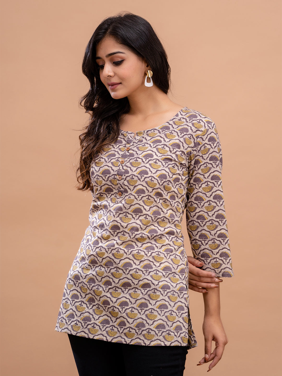 Floral Printed Pure Cotton Kurti FRKT6204