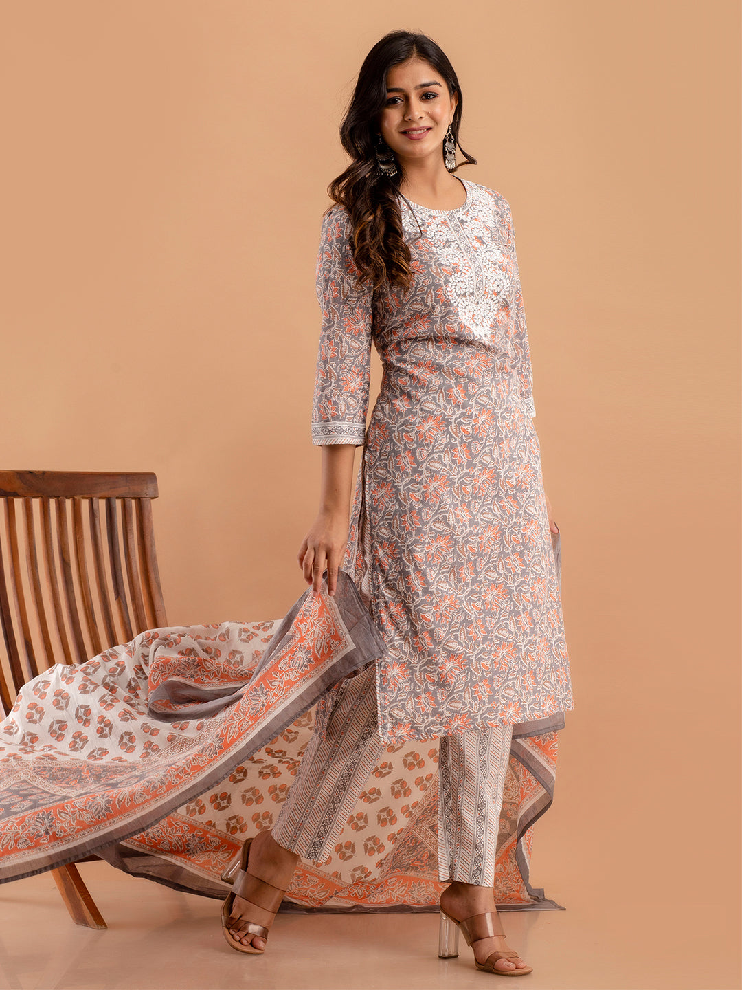 Women Kurta Pant Dupatta Set FRKT6739