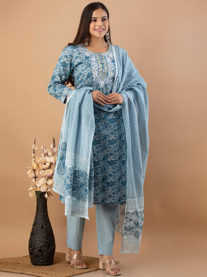 Women Kurta Pant Dupatta Set FRKT6734