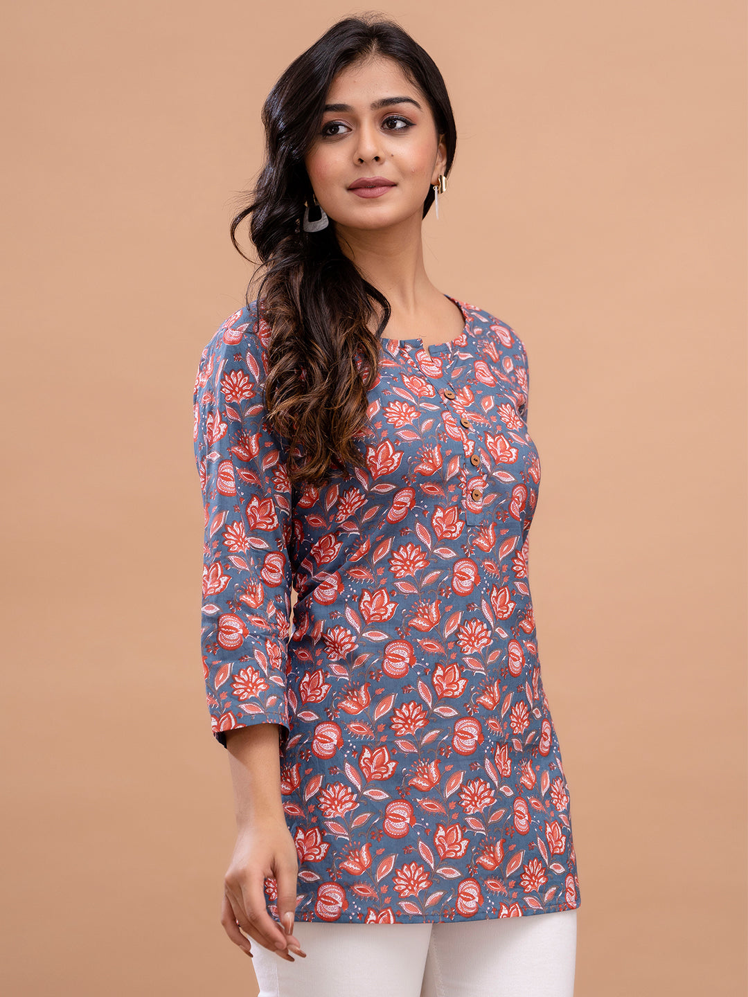 Floral Printed Pure Cotton Kurti FRKT6202