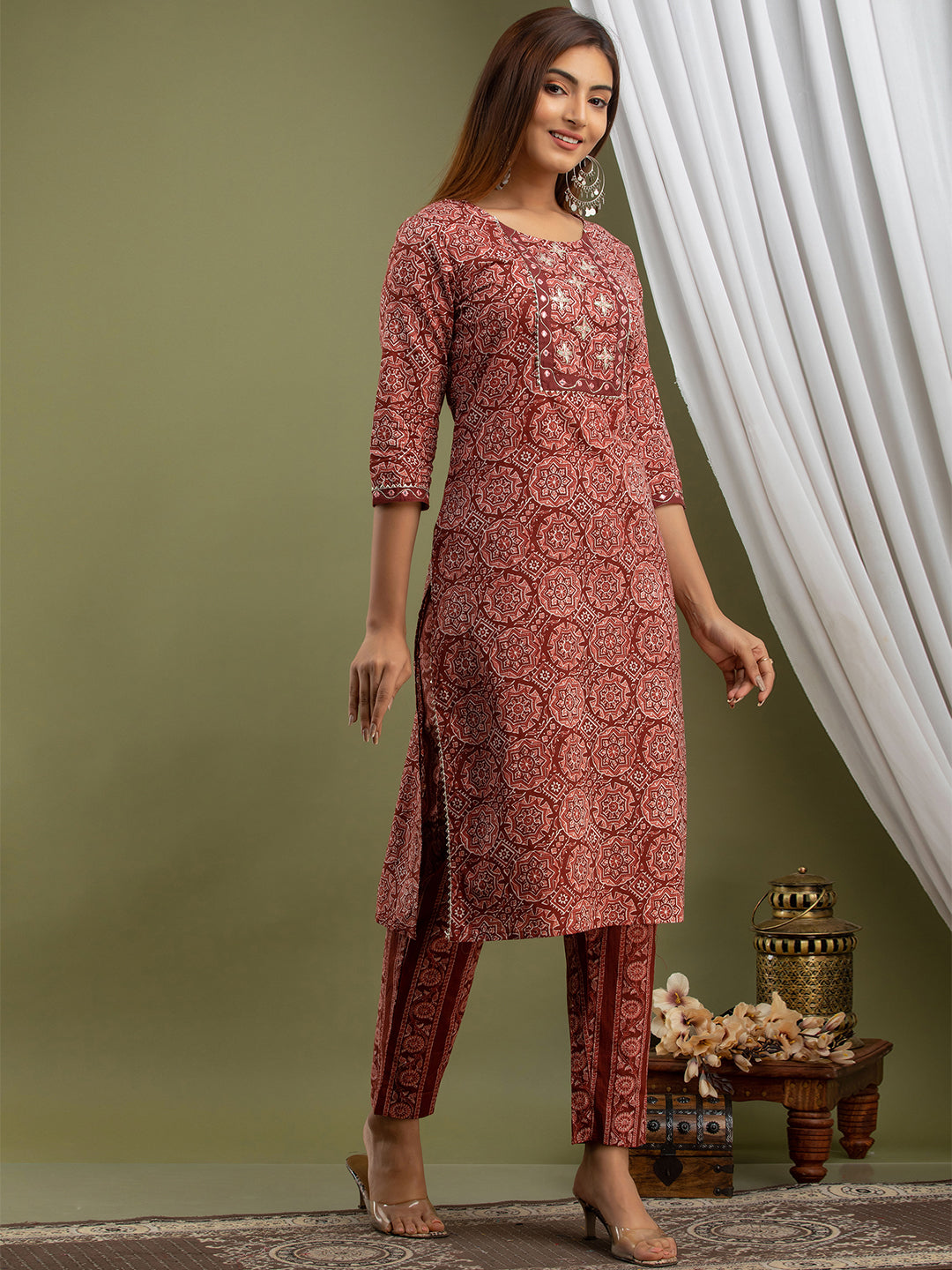 Women Kurta Pant Dupatta Set FRKT6745