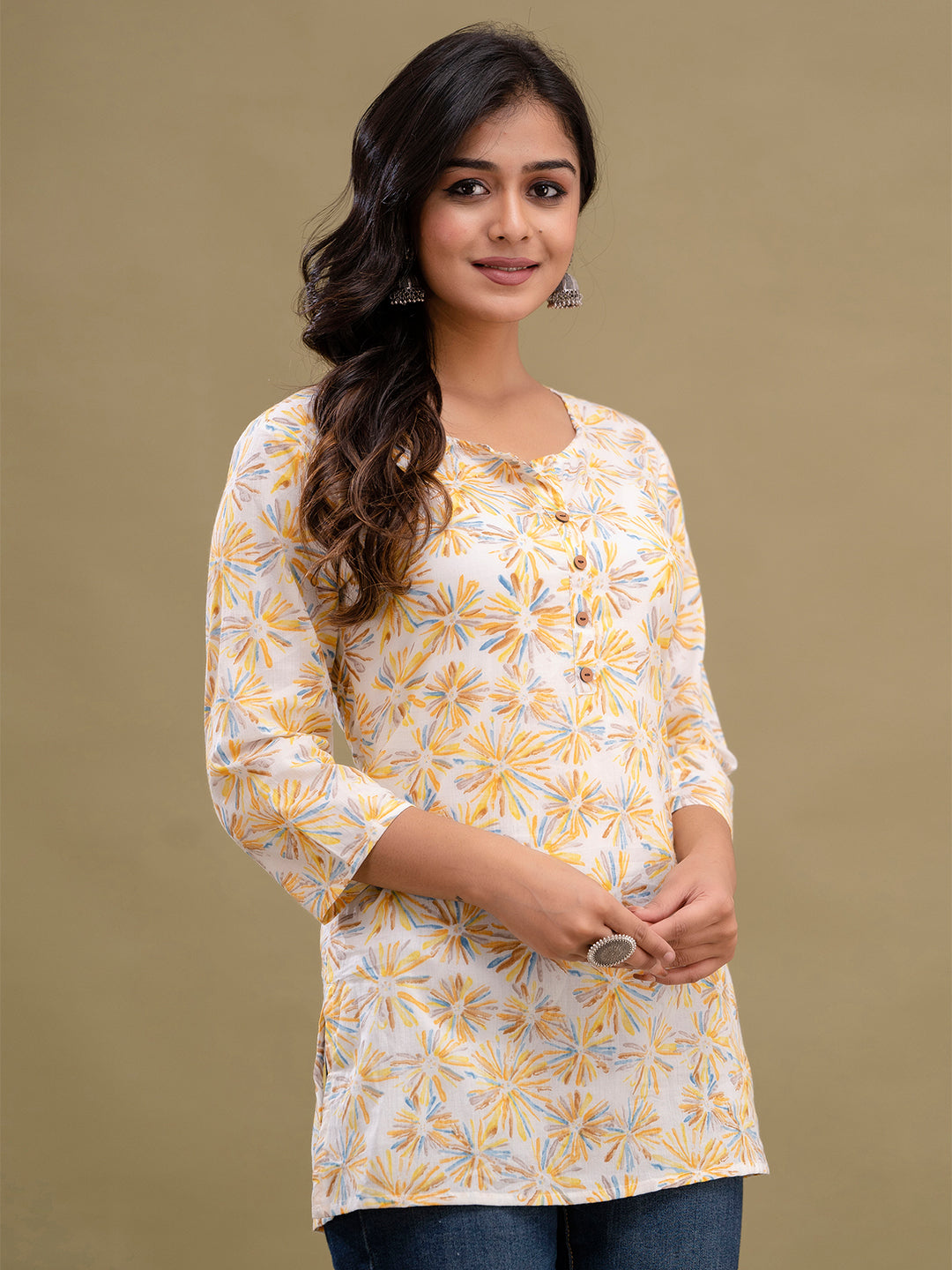 Floral Printed Pure Cotton Kurti FRKT6201