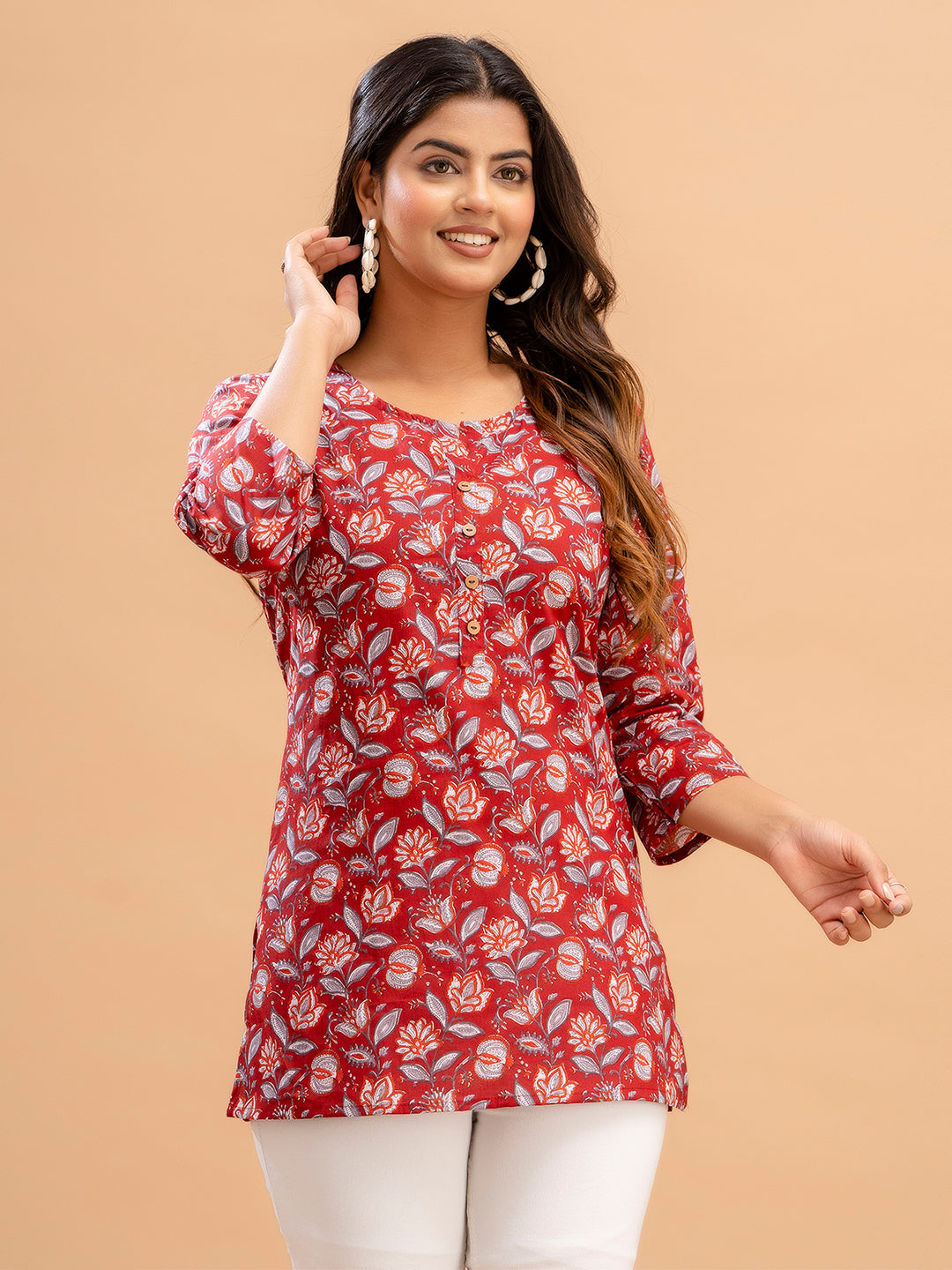 Floral Printed Pure Cotton Kurti FRKT6207