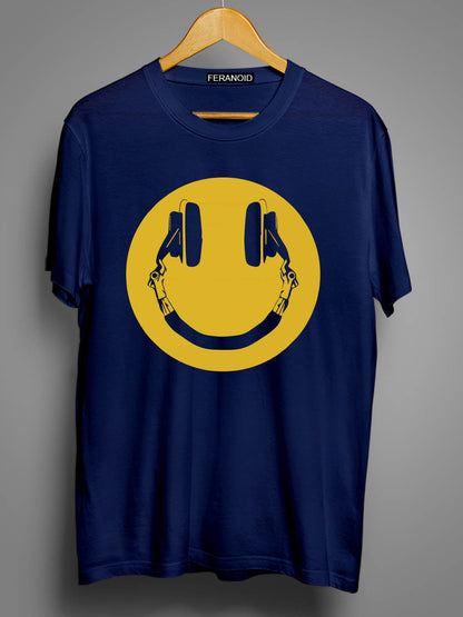Smiley Headphone Blue T-Shirt