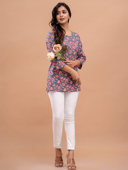 Floral Printed Pure Cotton Kurti FRKT6202