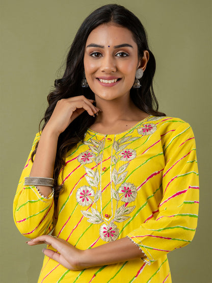Leheriya Printed Thread Work Kurta FRKT6171