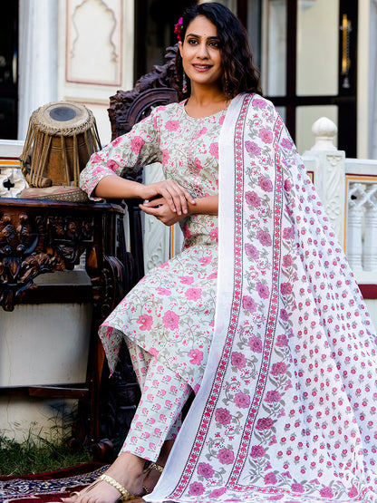 Women Kurta Pant Dupatta Set FRKT6733