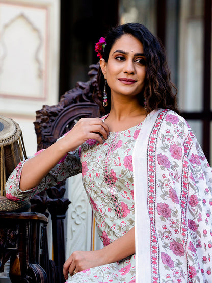 Women Kurta Pant Dupatta Set FRKT6733