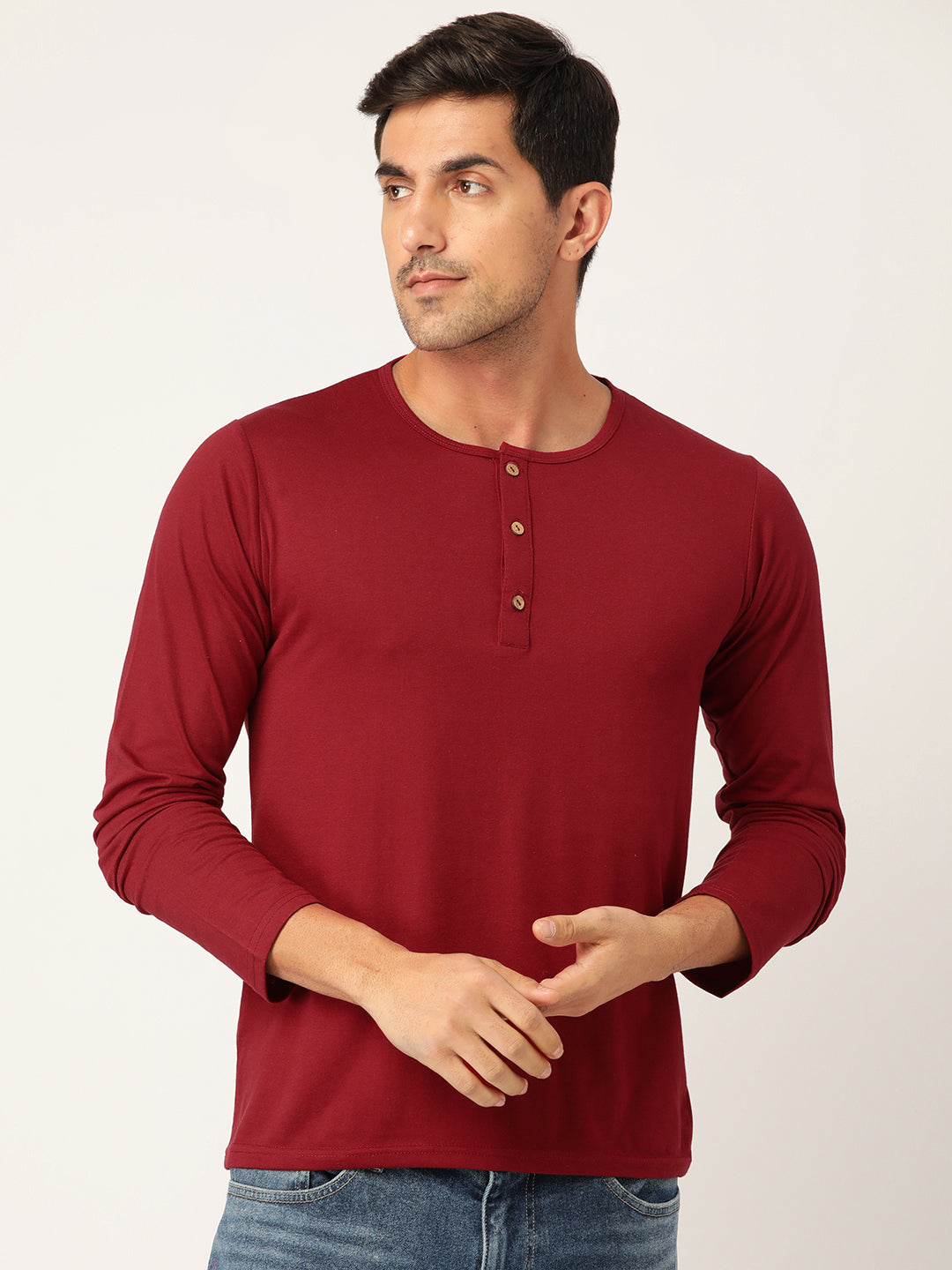 PLAIN MAROON FULL SLEEVE HENLEY