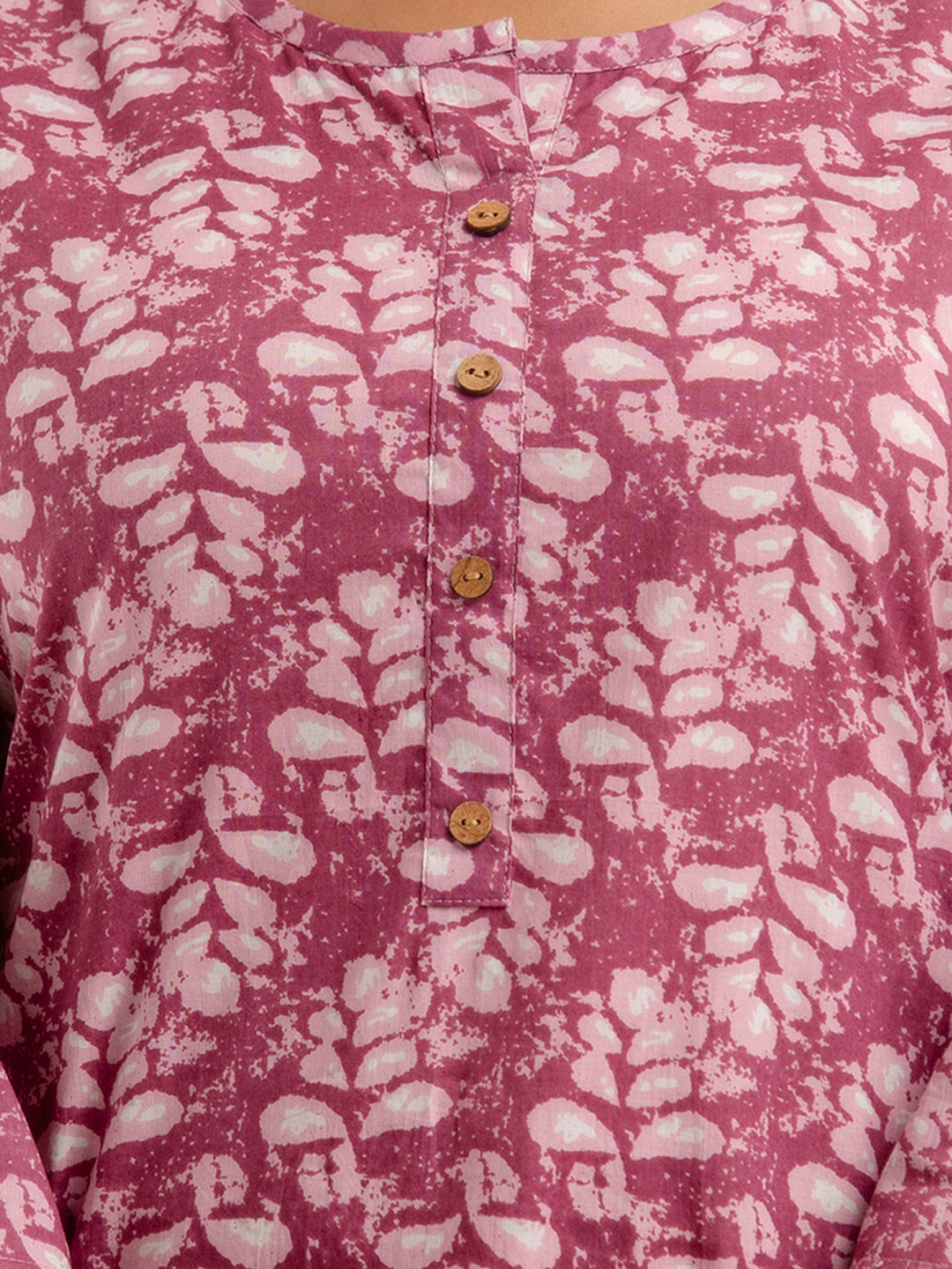 Women Mauve Cotton Printed Short Kurti