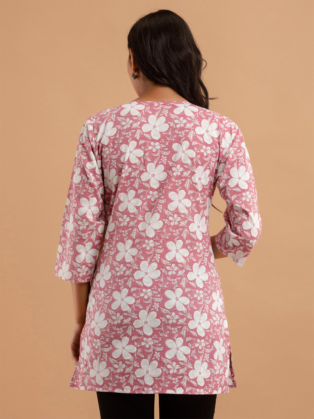 Women Mauve Cotton Printed Short Kurti