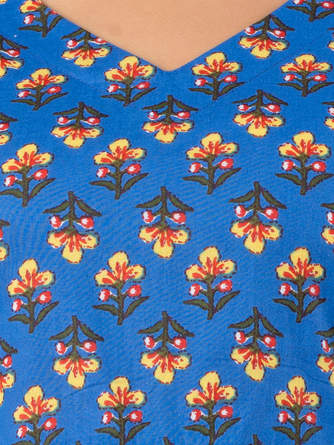 Printed Cotton Blue Peplum Tunic