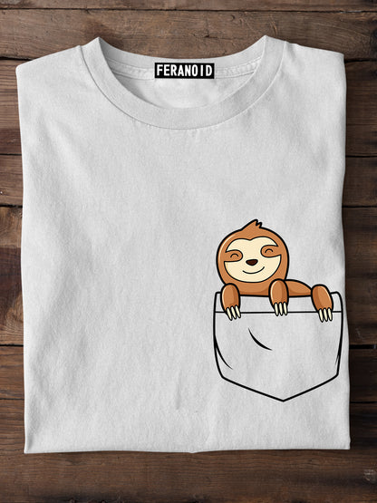 Sloth Pocket White T-Shirt