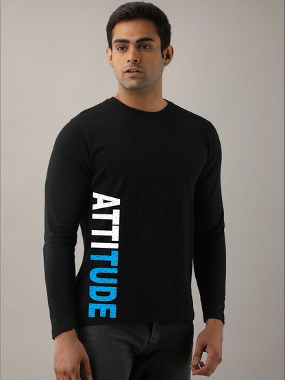 Attitude Full Sleeves Black T-Shirt