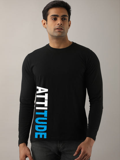 Attitude Full Sleeves Black T-Shirt