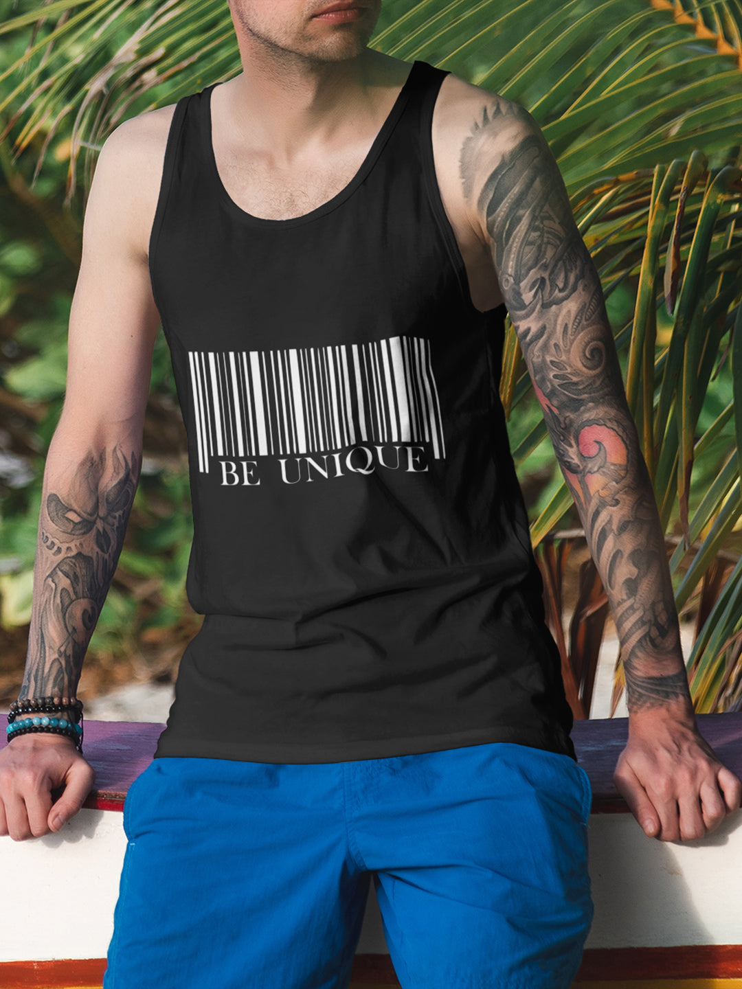 Be Unique Black Sleeveless T-Shirt