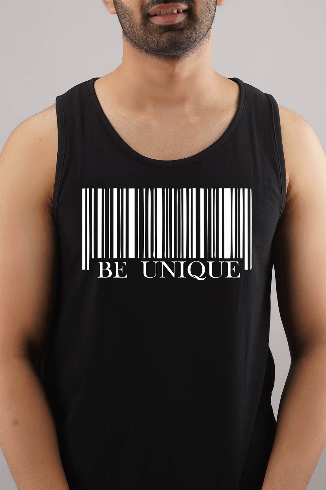 Be Unique Black Sleeveless T-Shirt