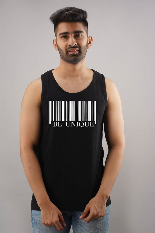 Be Unique Black Sleeveless T-Shirt