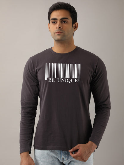 BE UNIQUE GREY FULL SLEEVES T-SHIRT