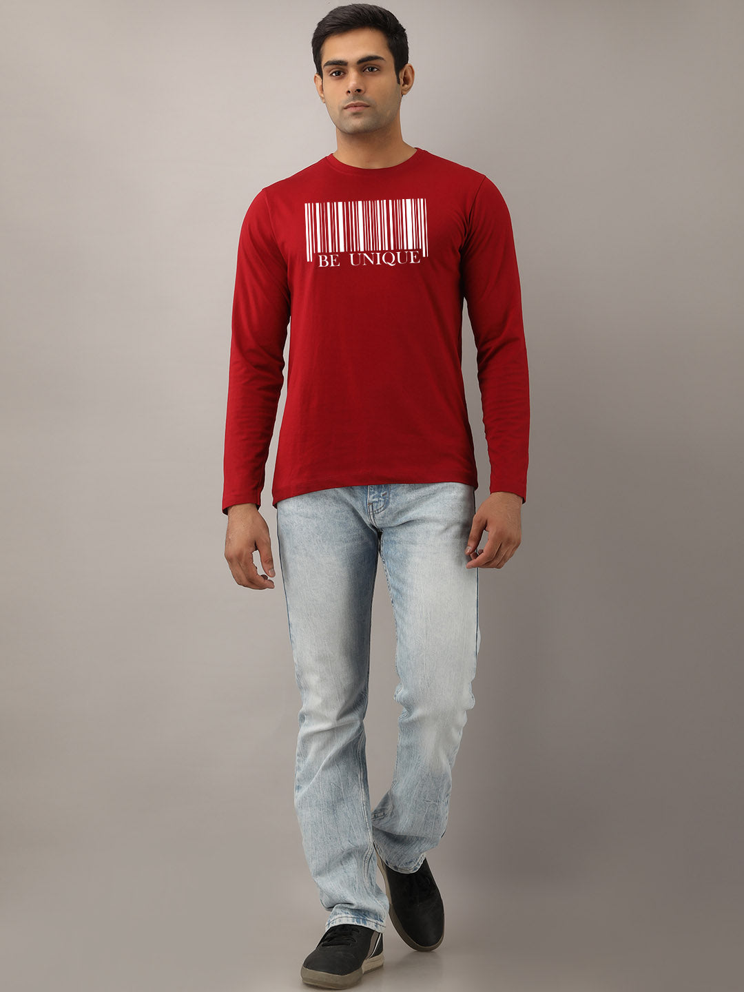 BE UNIQUE MAROON FULL SLEEVES T-SHIRT