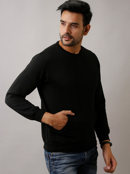 BLACK ROUND NECK SWEATSHIRT