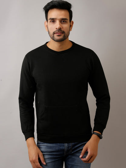 BLACK ROUND NECK SWEATSHIRT