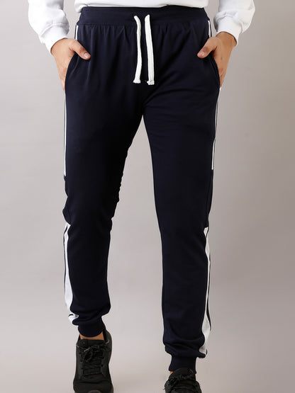 BLUE WHITE LINED TRACK PANTS