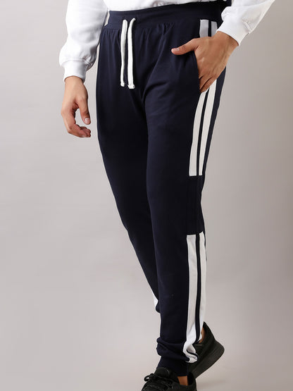 BLUE WHITE LINED TRACK PANTS