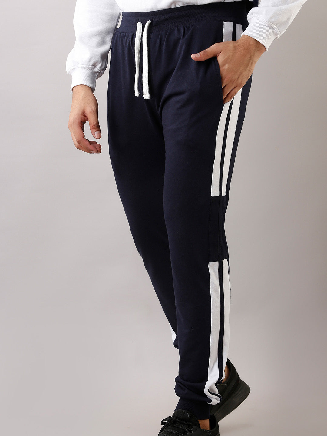 BLUE WHITE LINED TRACK PANTS – feranoid