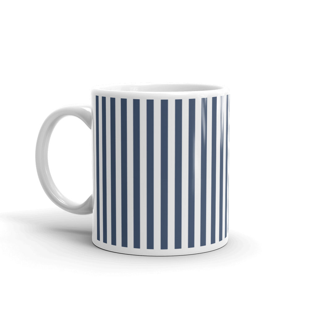 BLUE WHITE STRIPS COFFEE MUG