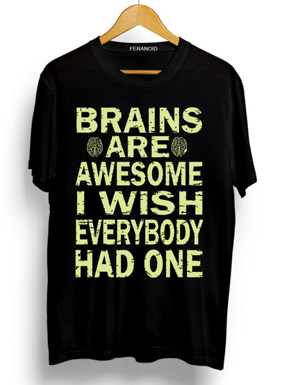 BRAINS ARE AWESOME BLACK T-SHIRT