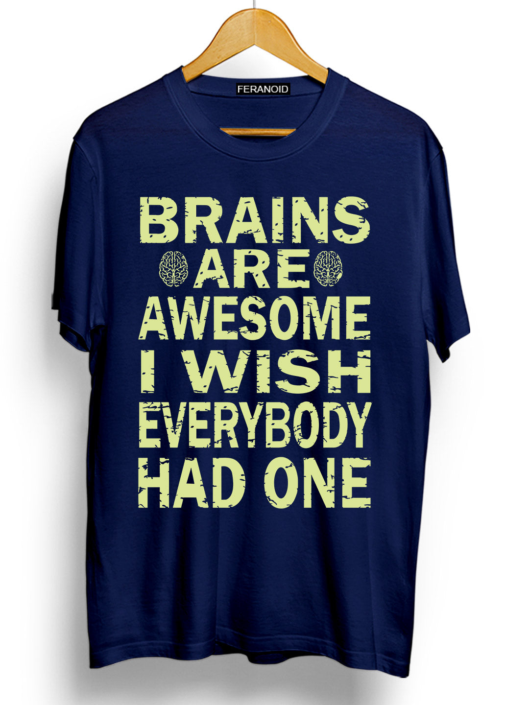 BRAINS ARE AWESOME BLUE T-SHIRT