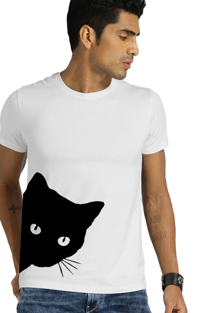 Cat White Side Print T-shirt