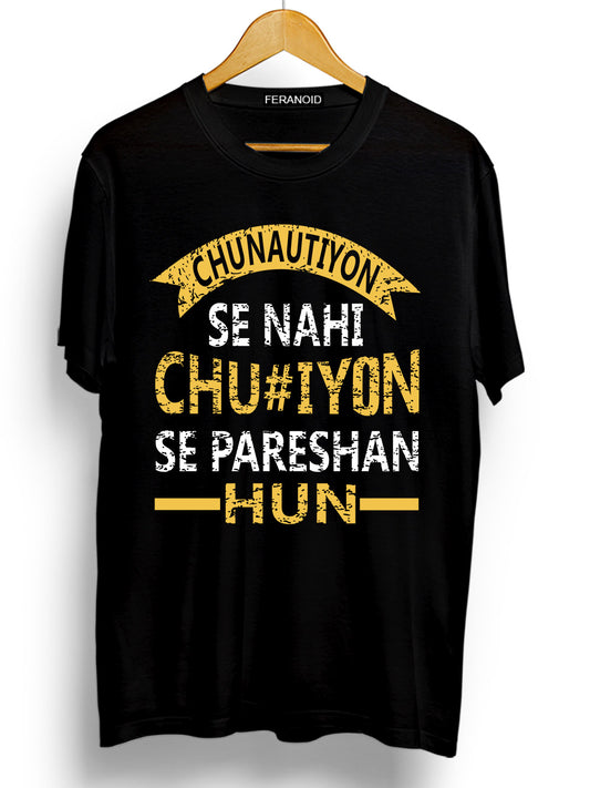 CHUNAUTIYON SE NAHI BLACK T-SHIRT