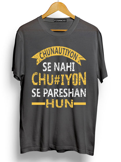 CHUNAUTIYON SE NAHI GREY T-SHIRT