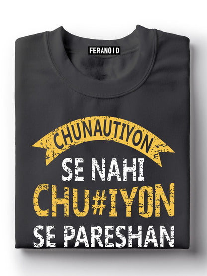 Chunautiyon Se Nahi Black T-Shirt