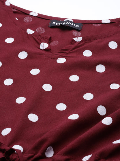 WOMEN MAROON RAYON PRINTED KAFTAN TUNIC